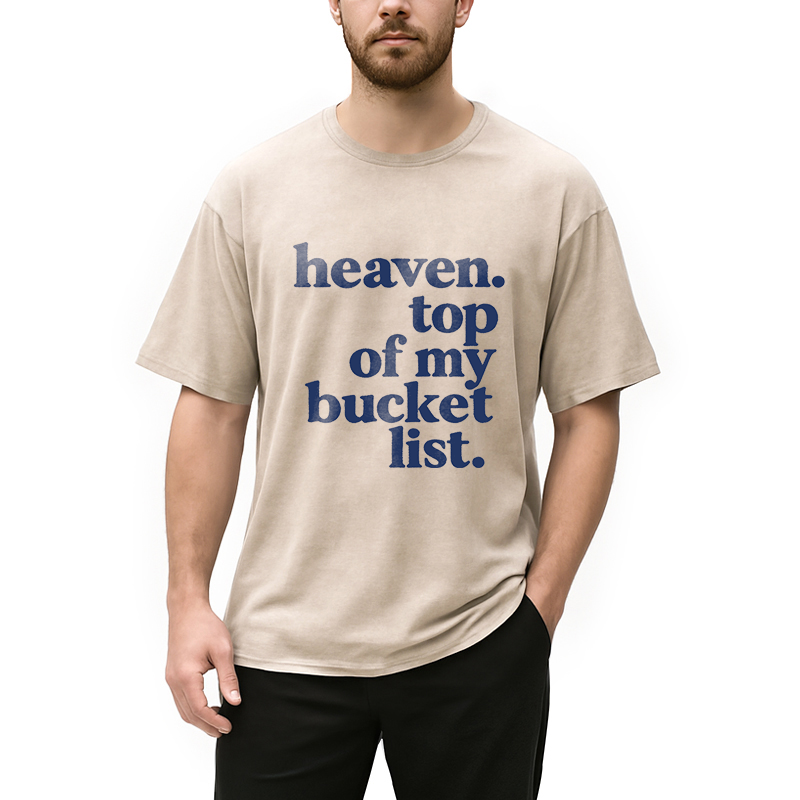 Modecanvas Heaven Bucket List DTG Printing Washed T-Shirt