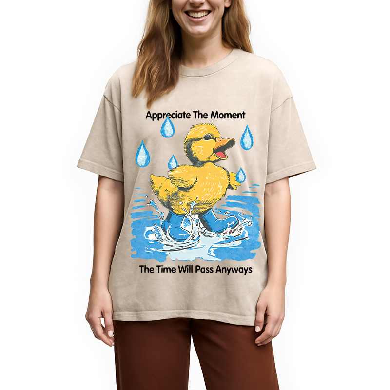 Modecanvas Appreciate The Moment DTG Printing Washed T-Shirt