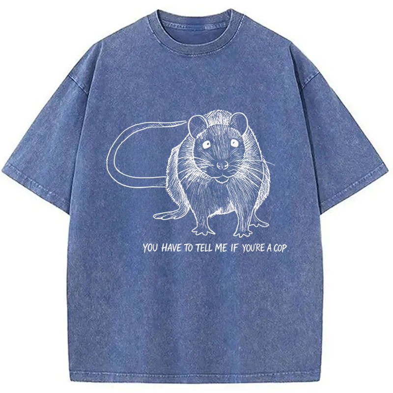 Modecanvas You Have To Tell Me If You Are A Cop Funny Rat Meme DTG Printing Washed T-Shirt