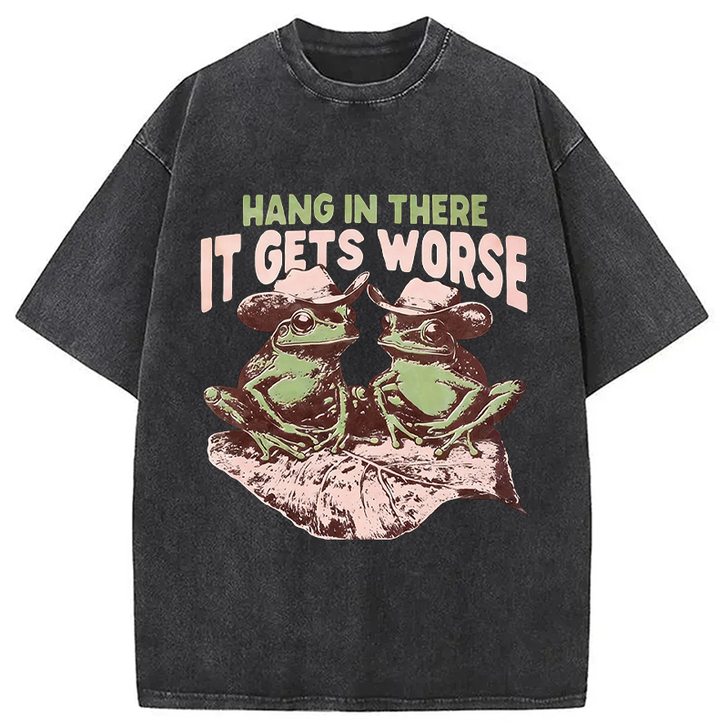 Modecanvas Sarcastic Frog DTG Printing Washed T-Shirt