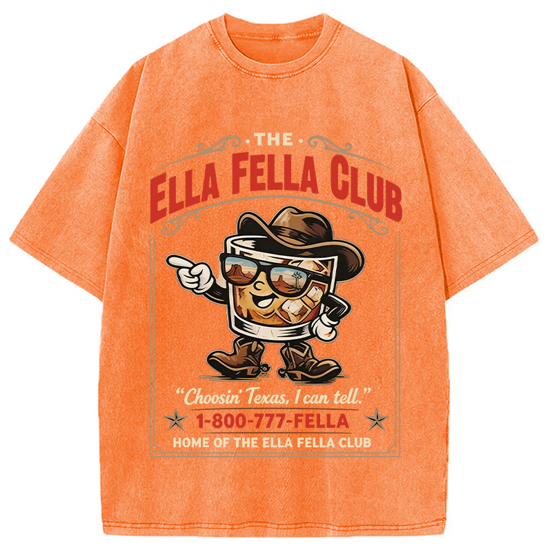 Modecanvas Ella Fella Club Cowboy Whiskey DTG Printing Washed T-Shirt