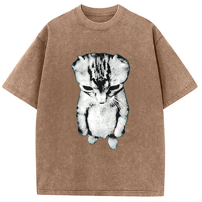 Modecanvas El Gato Munchkin Kitten DTG Printing Washed T-Shirt