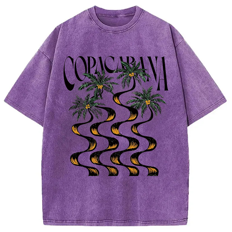 Modecanvas Copacabana Palm Tree DTG Printing Washed T-Shirt