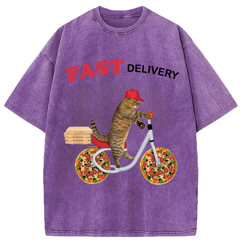 Modecanvas Fast Delivery Cat DTG Printing Washed T-Shirt