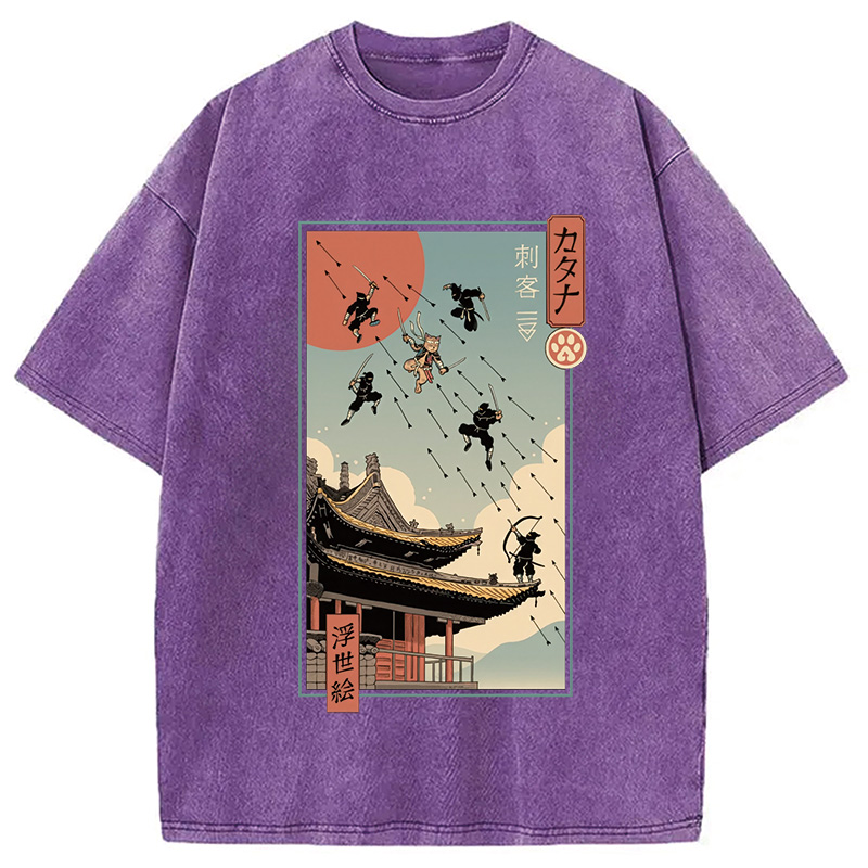 Modecanvas Catana Fight in Edo Washed T-Shirt