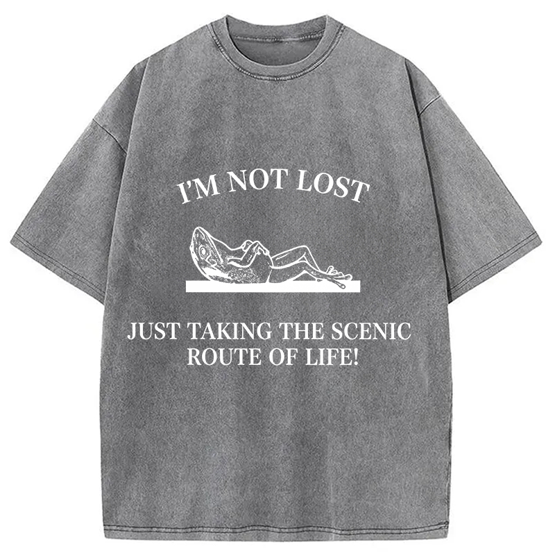 Modecanvas Im Not Lost DTG Printing Washed T-Shirt