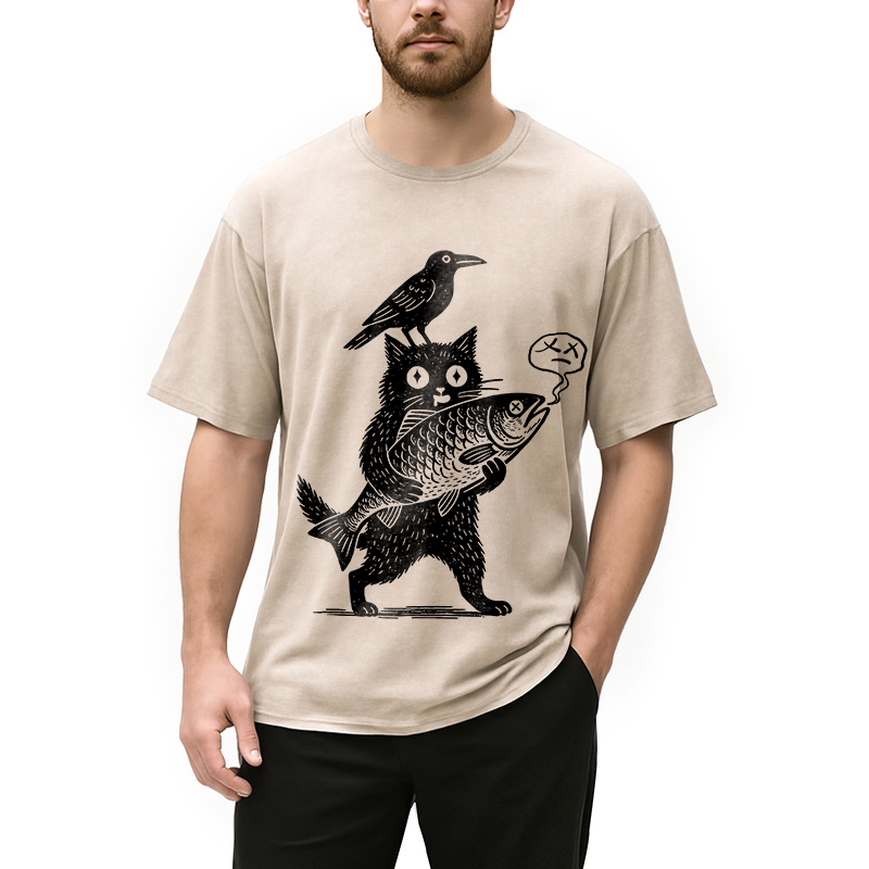 Modecanvas Black Animals Washed T-Shirt