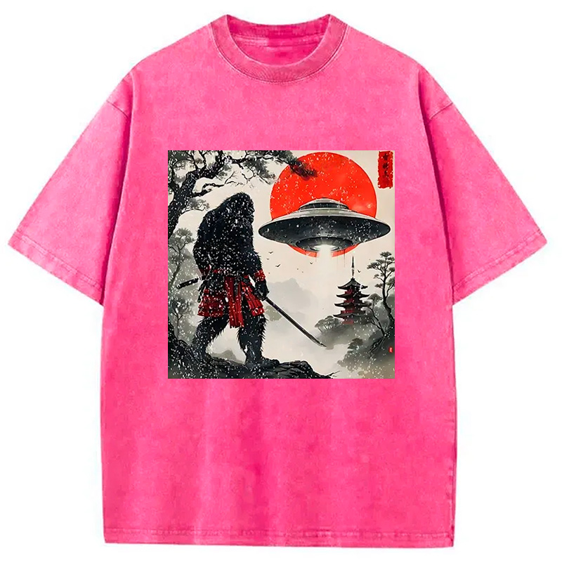 Modecanvas Bigfoot Vs Alien Washed T-Shirt
