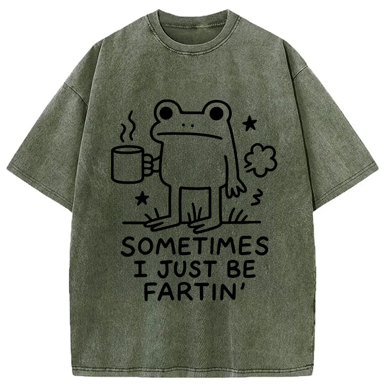 Modecanvas Sometimes A Frog Just Needs To Fart DTG Printing Washed T-Shirt
