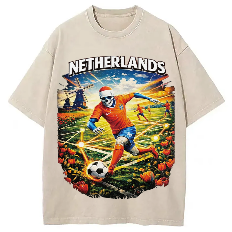 Modecanvas Holland Football DTG Printing Washed T-Shirt