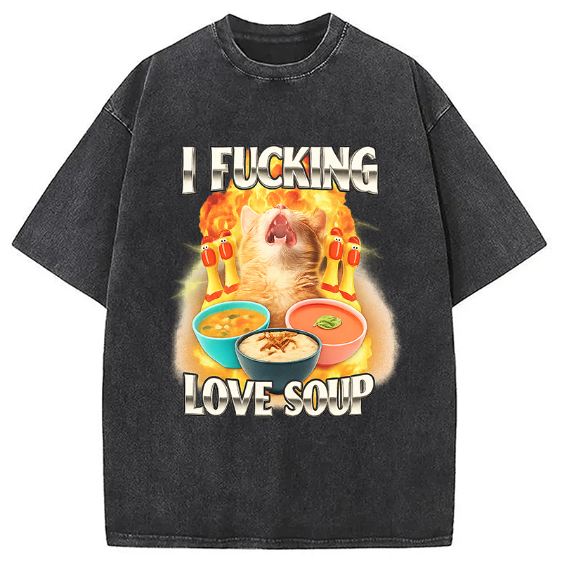 Modecanvas I Love Soup Meme Washed T-Shirt