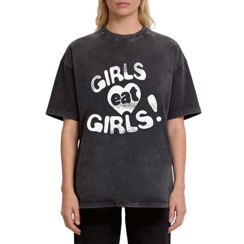 Modecanvas Girls Eat Girls DTG Printing Washed T-Shirt