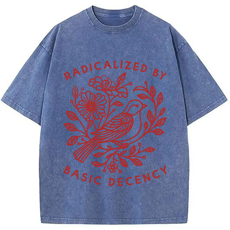 Modecanvas Pigeon Was Moved Washed T-Shirt-modecanvas