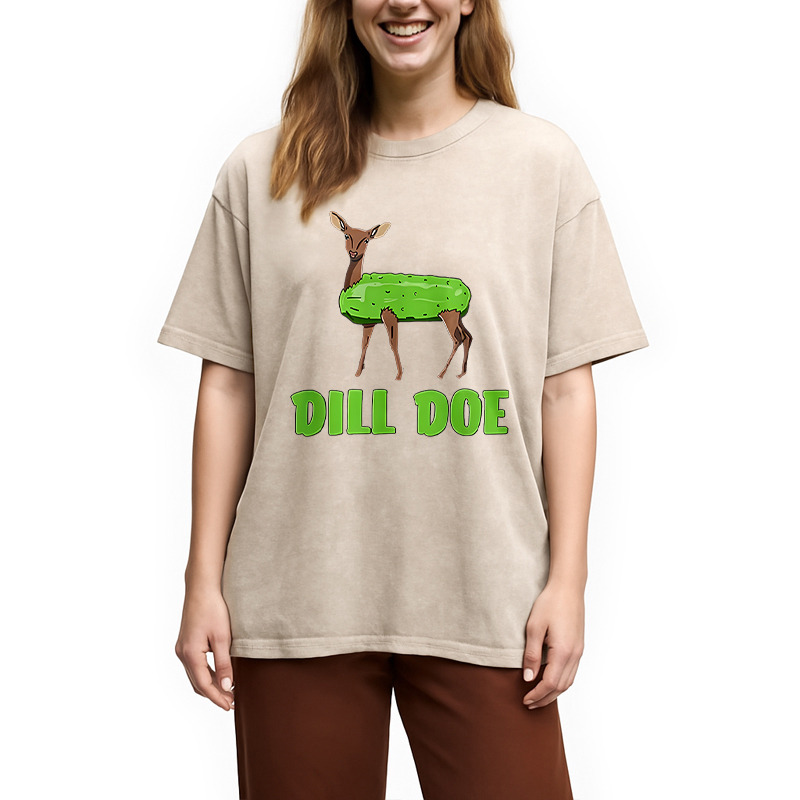 Modecanvas Funny Dill Doe Pun Washed T-Shirt