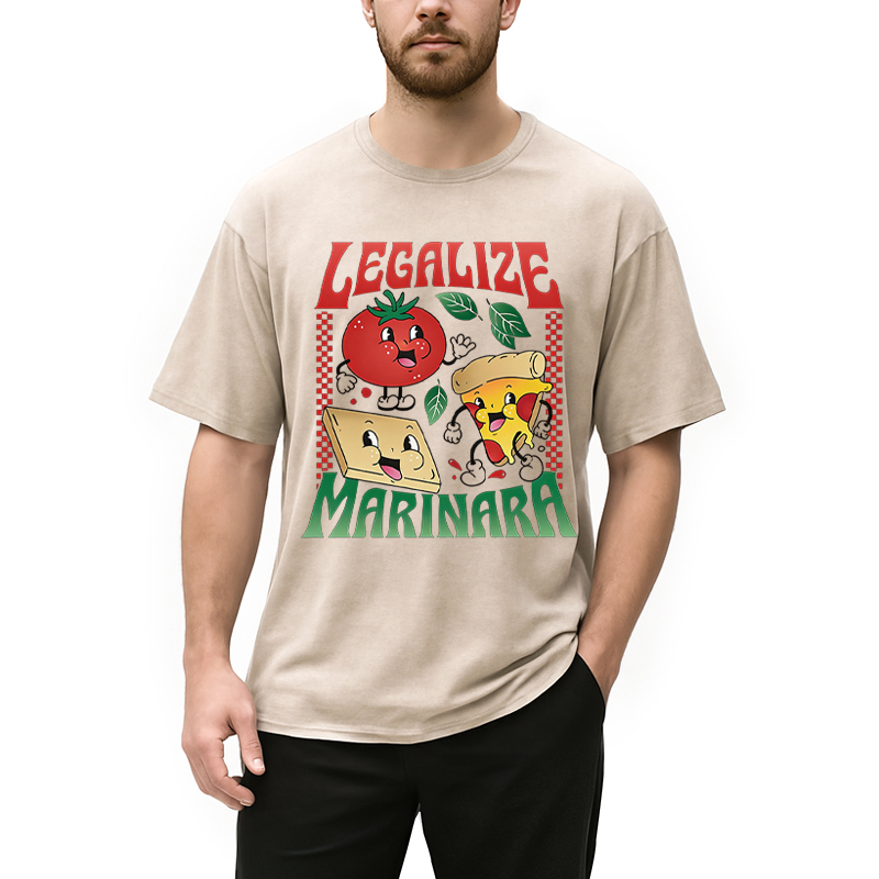 Modecanvas Funny Legalize Marinara DTG Printing Washed T-Shirt