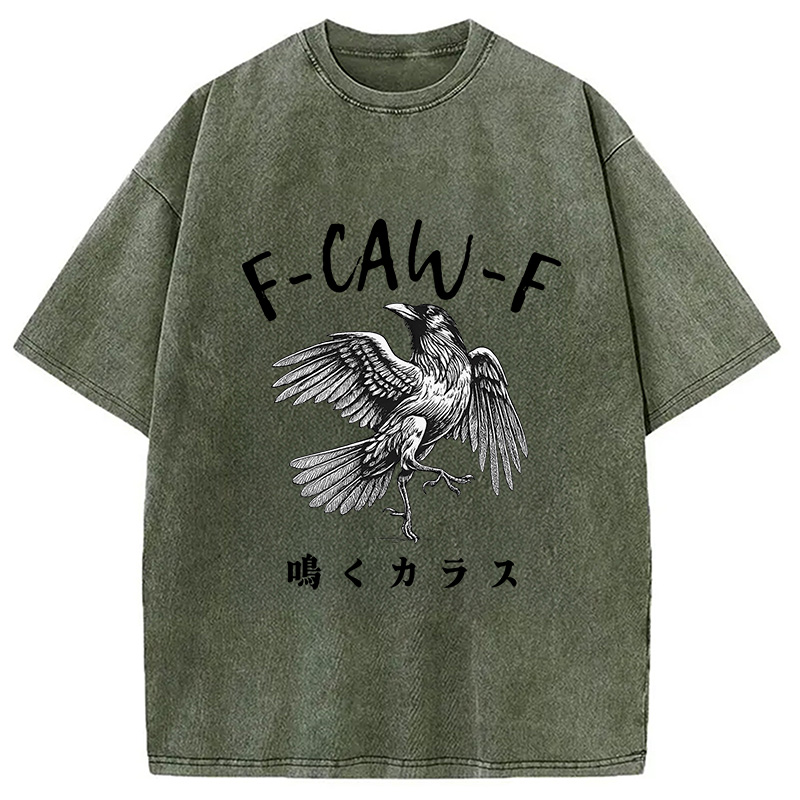 Modecanvas Funny Crow Washed T-Shirt-modecanvas