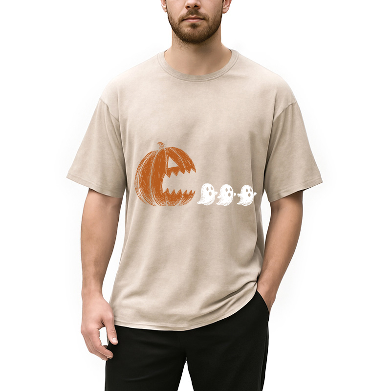 Modecanvas Pumpkin Chasing Ghost Washed T-Shirt