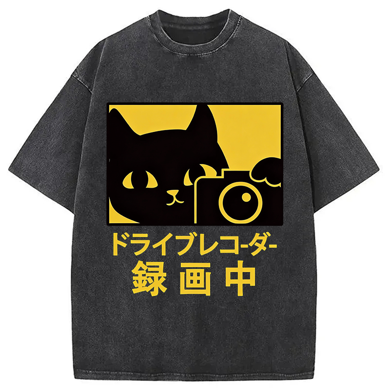 Modecanvas Cat Camera Washed T-Shirt