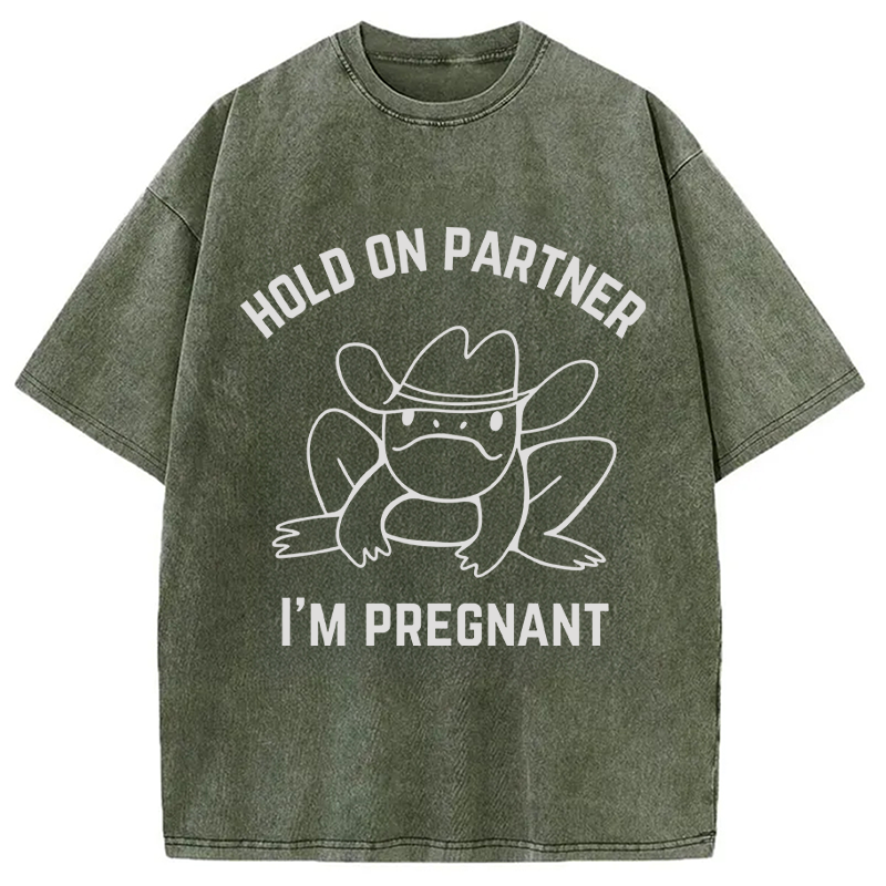 Modecanvas Funny Pregnancy Announcement DTG Printing Washed T-Shirt