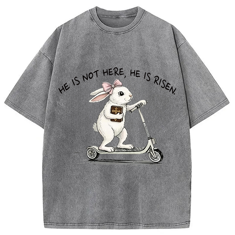 Modecanvas He Is Risen Easter Bunny DTG Printing Washed T-Shirt