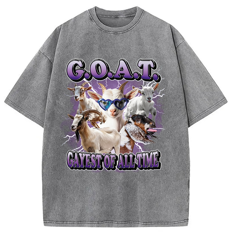 Modecanvas GOAT Gayest Of All Time DTG Printing Washed T-Shirt