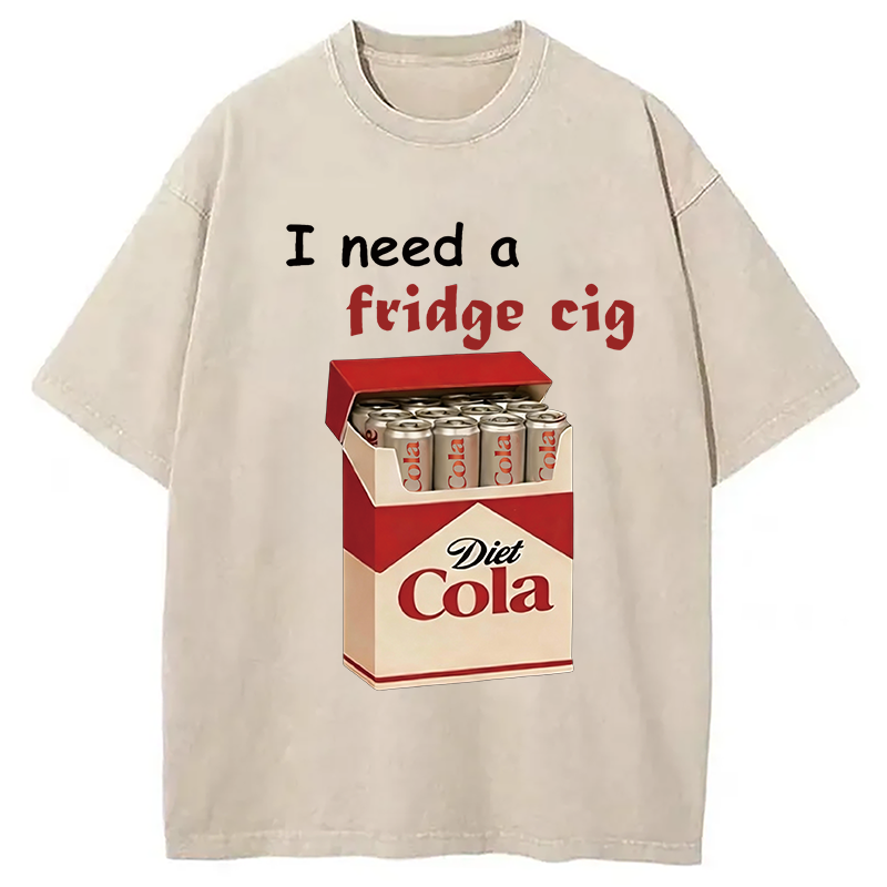 Modecanvas I Need A Fridge Cig Washed T-Shirt-modecanvas