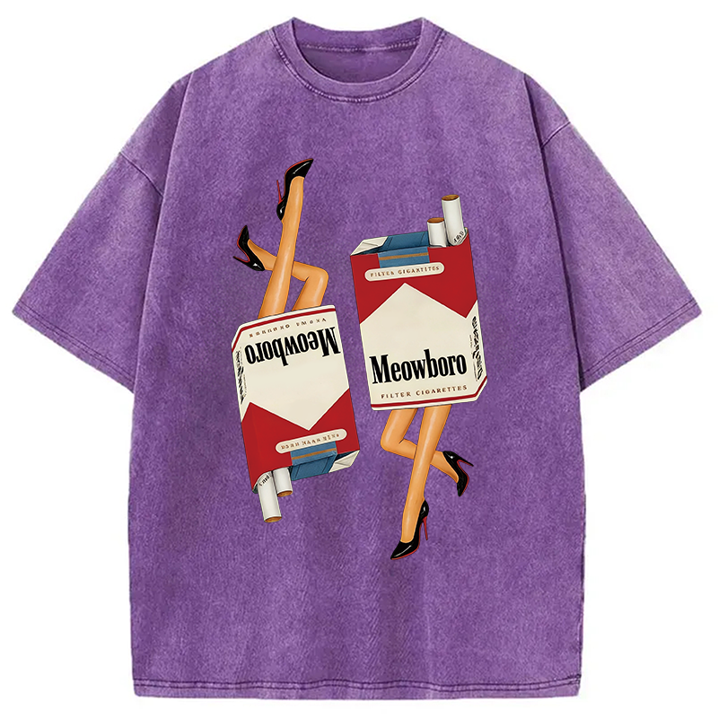 Modecanvas Funny Meowboro Meme Washed T-Shirt