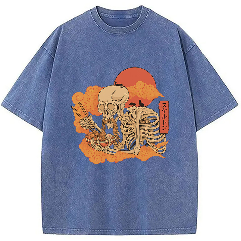 Modecanvas Yokai Ramen and Cats Washed T-Shirt