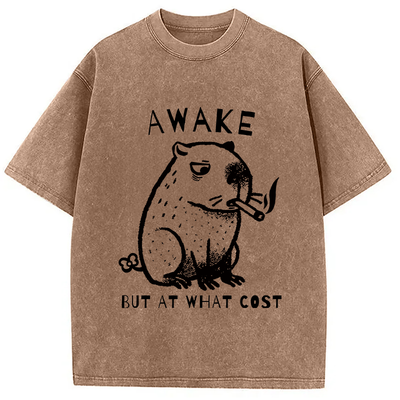 Modecanvas Capybara Smoking Washed T-Shirt