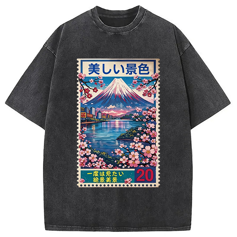 Modecanvas Springtime Scenery DTG Printing Washed T-Shirt