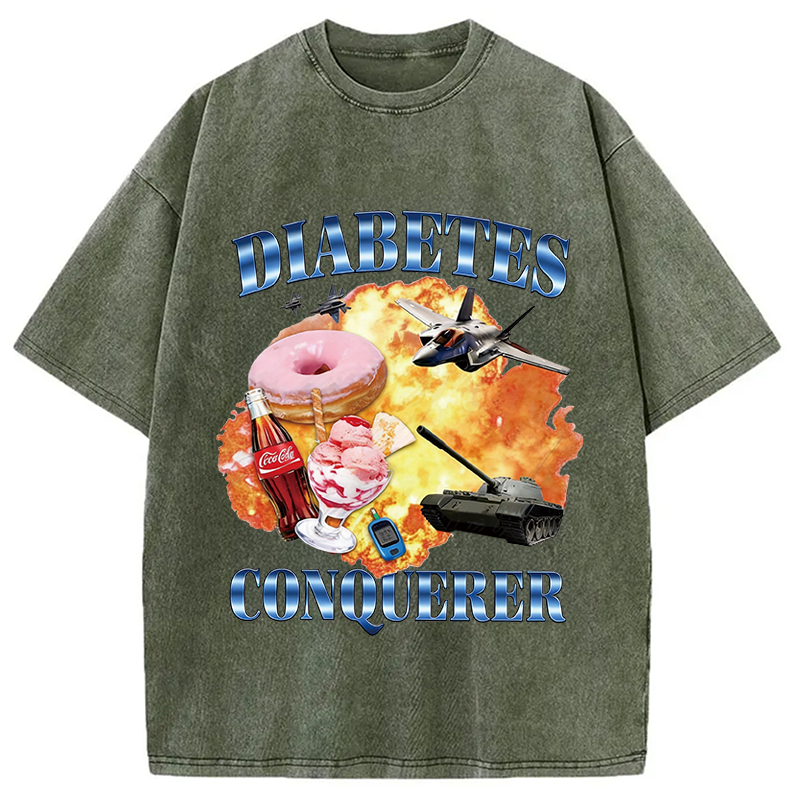 Modecanvas Diabetes Conqueror DTG Printing Washed T-Shirt