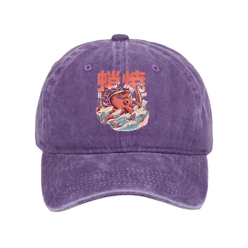 Modecanvas The Great Wave Takoyaki Japanese Washed Cap-modecanvas