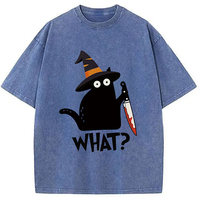 Modecanvas Halloween Back Cat Washed T-Shirt