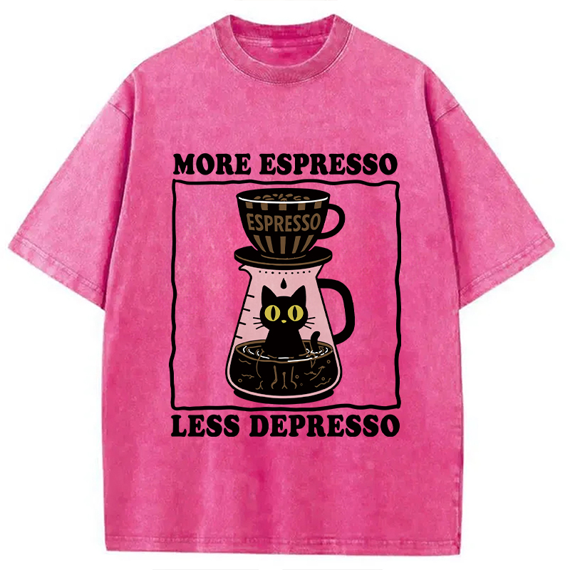 Modecanvas Cats And Coffee Washed T-Shirt