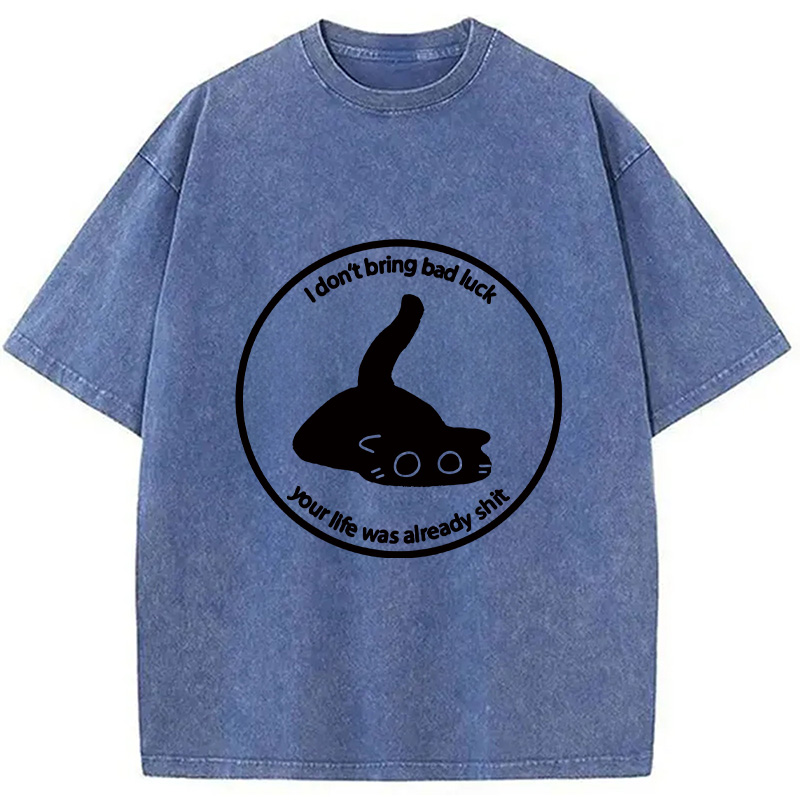 Modecanvas Cat Are Not The Source Of Bad Luck Washed T-Shirt