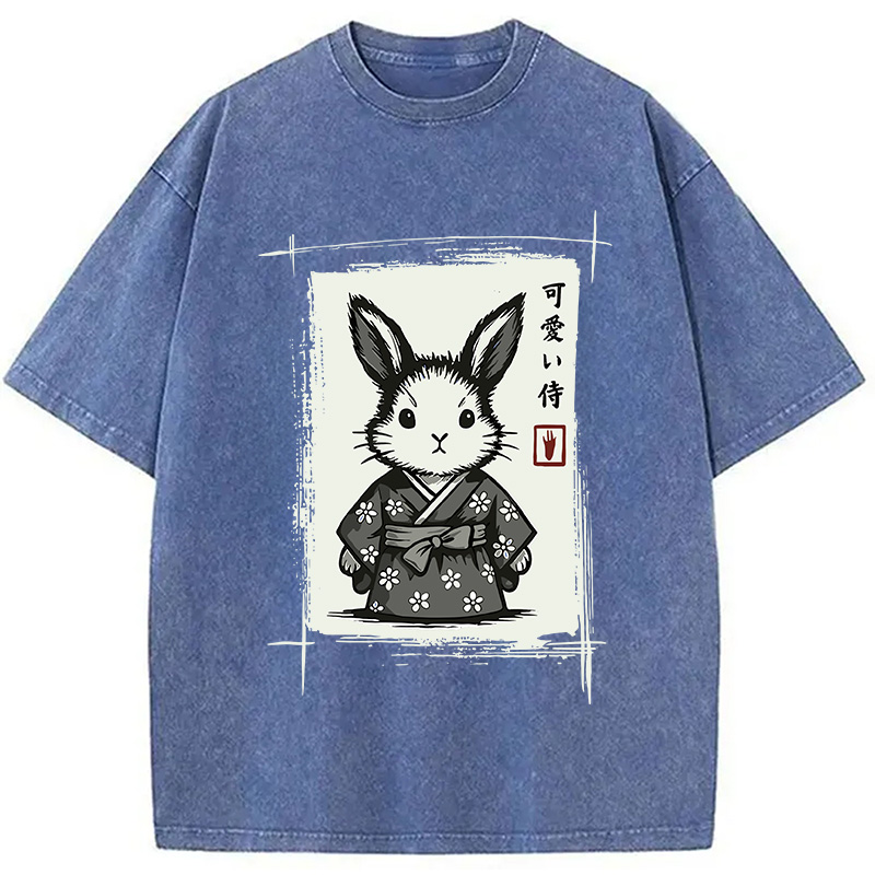 Modecanvas Woodcut Bunny Washed T-Shirt