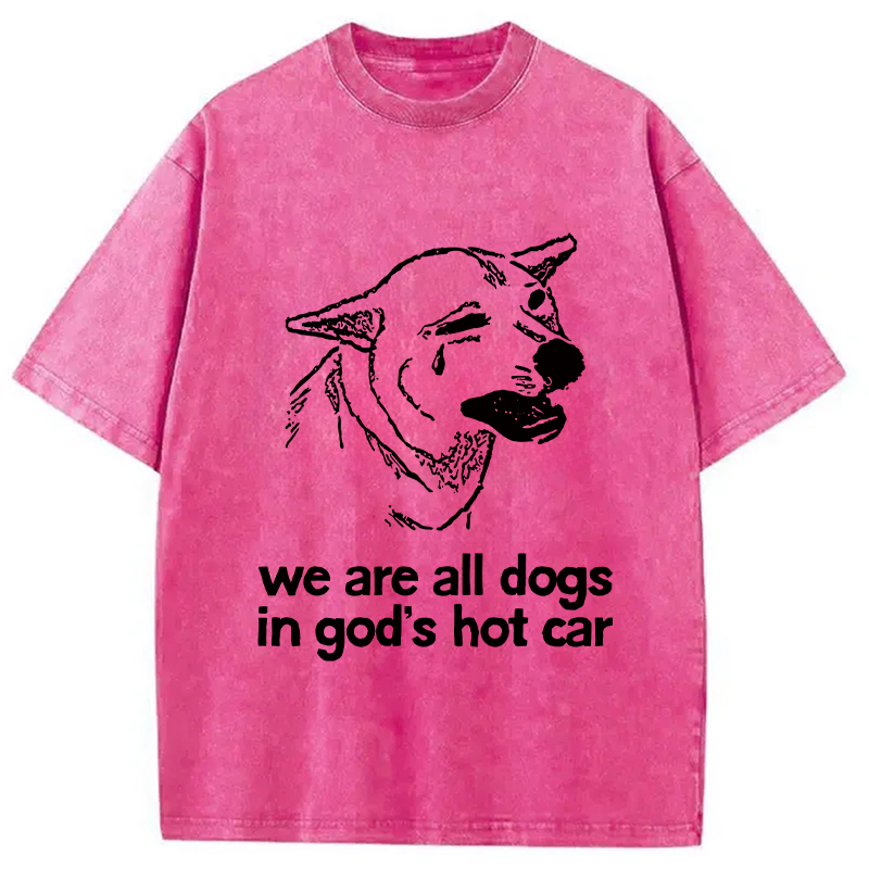 Modecanvas Sad Dog Funny Washed T-Shirt-modecanvas