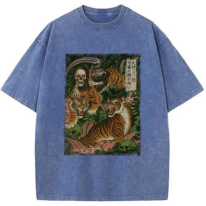 Modecanvas Death God And Tiger Washed T-Shirt