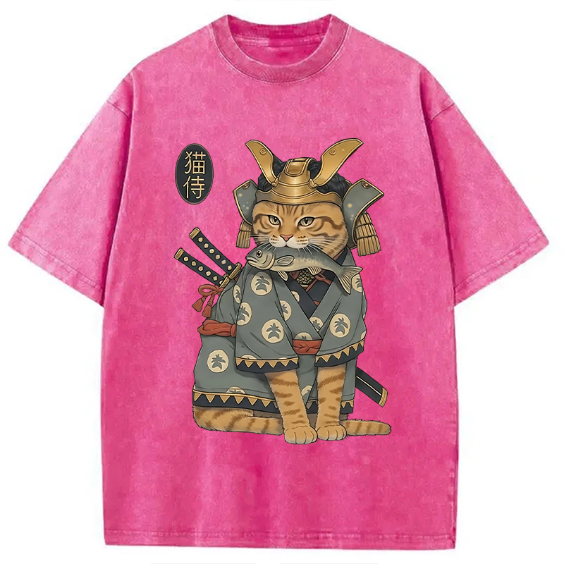 Modecanvas Cat Japanese Genera Washed T-Shirt