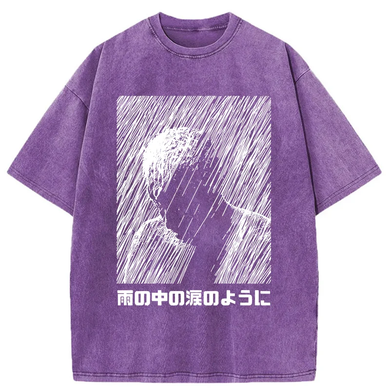 Modecanvas People In The Rain Washed T-Shirt-modecanvas