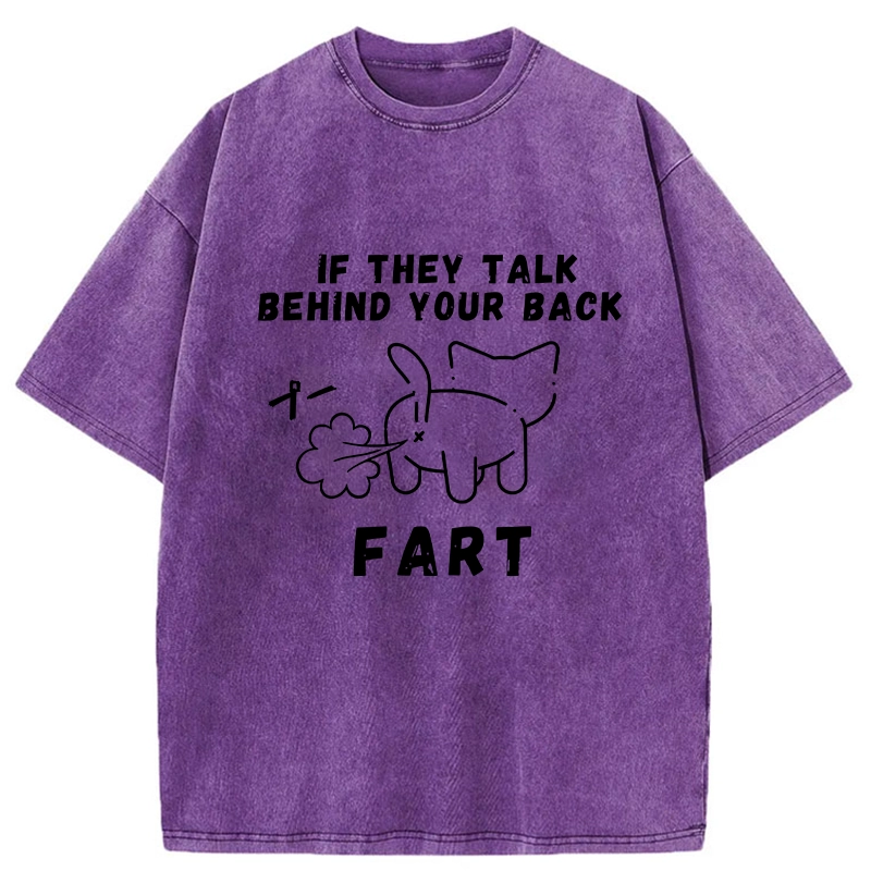 Modecanvas Funny Farting Cat Washed T-Shirt