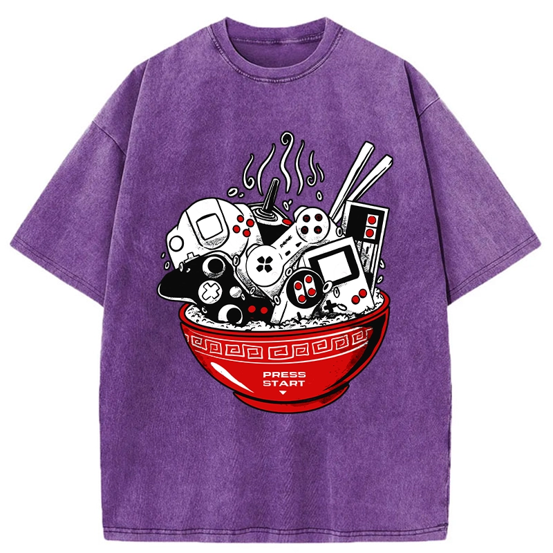 Modecanvas Press To Start The Game Washed T-Shirt