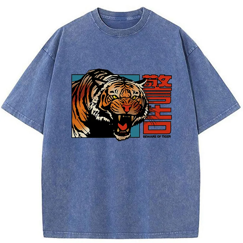 Modecanvas Beware Of Tiger Washed T-Shirt