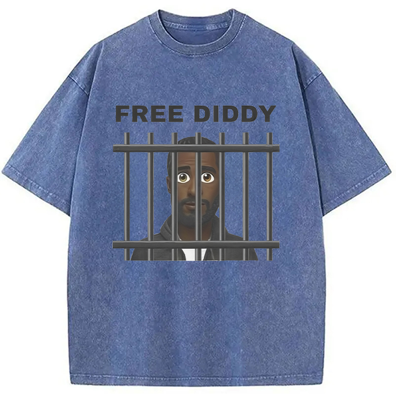 Modecanvas Original Free Diddy Funny Meme Washed T-Shirt