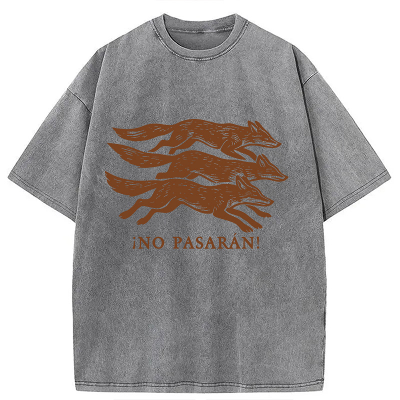Modecanvas No Pasaran! Anti-Fascist Fox DTG Printing Washed T-Shirt