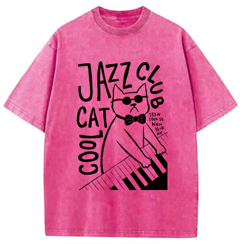 Modecanvas Jazz Cat Club Washed T-Shirt