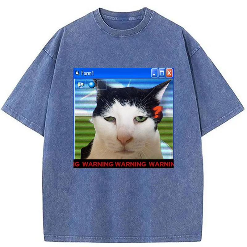 Modecanvas Warning Cat Washed T-Shirt