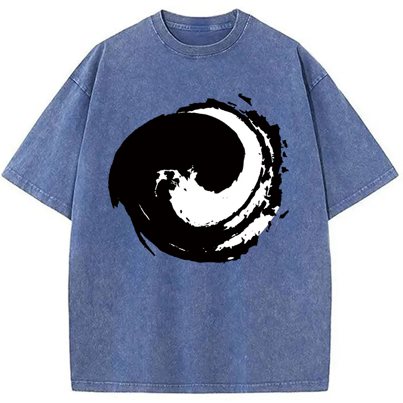 Modecanvas Yin and Yang Symbol Washed T-Shirt