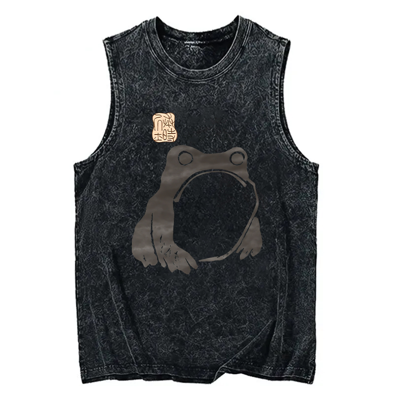 Modecanvas Matsumoto Hoji Woodblock Print Frog DTG Printing Washed Tank-modecanvas