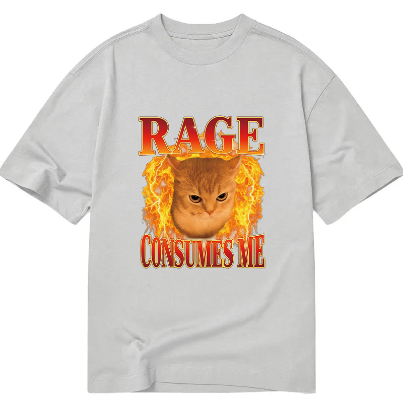 Modecanvas Rage Consumes Me Edgy Funny Cat Meme DTG Printing Classic T-Shirt-modecanvas